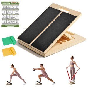 Professional Slant Board for Calf Stretching, Adjustable Portable Wooden Board w
